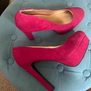 So HOT pink Suede heels. Size 8